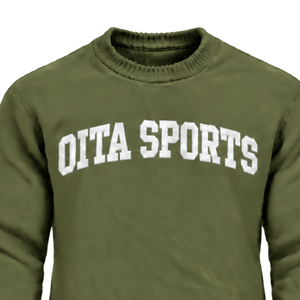 Pull décontracté pour homme vert olive personnalisé, col rond, manches longues, tricot doux, finition côtelée avec poitrine surélevée - Product Image 4
