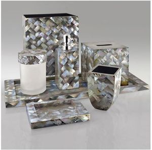 Contemporary MOP Inlay Bathroom Accessories <b>Set</b> <b>Soap</b> Dispenser Toothbrush Holder Tumbler Dish Tray Hotel Home Bathroom Decor - Product Image 1