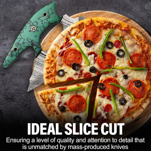 Cuchillo para pizza de acero de Damasco, cuchillo para pizza de primera calidad, cortador de pizza hecho a mano, material duradero, agarre cómodo, afilado. - Product Image 6