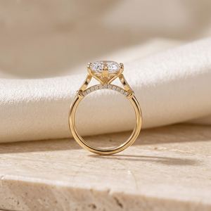 Anillo de Diamante Ovalado de 3.01CT Cultivado en Laboratorio con Oro Sólido de 14K, Anillo de Compromiso de Lujo para Enamorados - Product Image 5