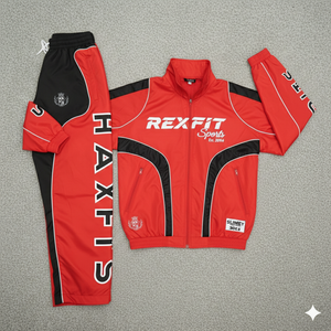 Nouvel ensemble de survêtement réfléchissant Rexfit Sports 2026 pour homme – Veste coupe-vent et pantalon de jogging 2 pièces en nylon, marque privée - Product Image 5