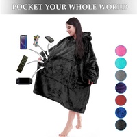 Sudadera con Capucha Tipo Manta para Mujer, Cálida y Acogedora para Invierno, con Mangas Abullonadas, Estilo Oversize, Personalizable, Gigante, 2 Piezas, Larga