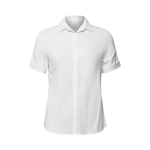 Camisa Blanca de Manga Corta para Mujer, Estilo Veraniego, Sin Tejido, con Botones, Formal/Casual, para Oficina - Product Image 6