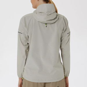 Light Gray Hooded Windproof Reflective <b>Safari</b> <b>Jacket</b> Neon Green Zipper Sporty Outdoor Wear Autumn Season Nylon Shell <b>Men's</b> - Product Image 3