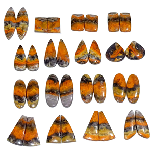 Par de Cabujones de Abeja Real Natural Amarillos Pulidos para Joyería y Creación de Regalos - Product Image 1