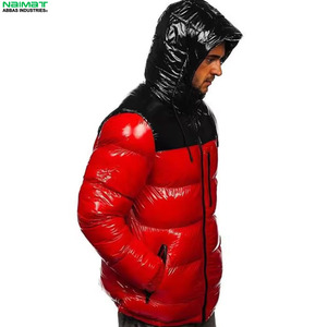 Puffer <b>Jacket</b> Hooded Windproof <b>Winter</b> Casual Coat with Zipper Closure Color Blocking Design - Product Image 1