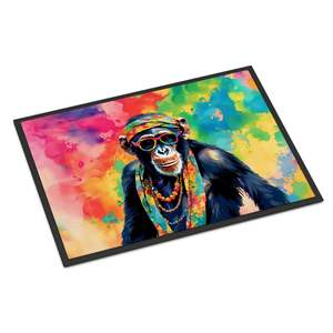 Nouveau Hippie Animal Chimpanzé Paillasson Antidérapant Lavable Low Pile 18H X 27W Intérieur Extérieur Tapis D'entrée pour Porte D'entrée - Product Image 1