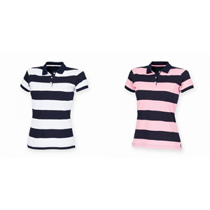 Camiseta Casual de Mujer, Tejida en Algodón Sólido, Manga Corta, Transpirable, Ecológica, Tela Oxford, Diseño a Rayas Blancas, Azules y Rojas - Product Image 5