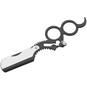 Navaja de Afeitar Profesional de Doble Anillo, Recta, Manual, de Acero Inoxidable (Blanco y Negro) para Uso en Barberías - Product Image 2