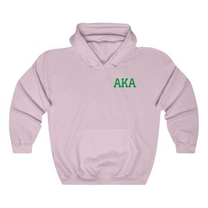 Sudadera con Capucha Rosa Claro AKA con Estampado de Escudo Verde, Sudadera de Forro Polar Unisex para Hermandades Griegas, OEM ODM - Product Image 1