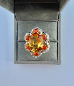 Flower Shape Diamond Vintage Cocktail <b>Ring</b> Alloy Jewelry Prong Setting Oval Stone Women's Engagement Wedding <b>Ring</b> IGI Certified - Product Image 4
