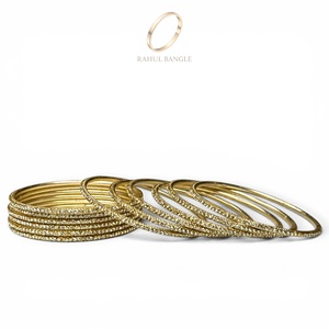 Juego de Brazaletes de Moda Premium en Tono Dorado Real, Acero Inoxidable, Antideslustre, Chapado en Oro, Diseño de Cristal, para Bodas, Precio al por Mayor - Product Image 3