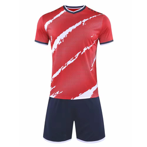 Uniforme de football unisexe, maillot de football toutes saisons, personnalisé, haute qualité, respirant, extensible, séchage rapide, 100% polyester, manches courtes - Product Image 1
