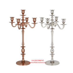Candelabros de cristal blanco, superventas, Metal blanco recubierto de polvo, centro de mesa hecho a mano decorativo, candelabro fundido a mano - Product Image 2