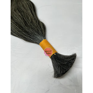 Cheveux humains naturels indiens gris lisses en vrac 100g bruts pour tressage - Product Image 3