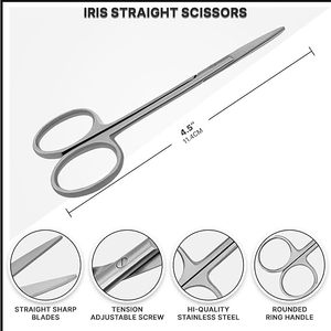 Medical Iris Scissors Straight 4.5" <b>Precision</b> <b>Tools</b> for Delicate Procedures Iris Scissors in Surgical Practice ISO Approved - Product Image 2