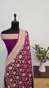 Chiffon Georgette Banarasi Khaddi 100% Puro de Primera Calidad, Tejido Artesanal Tradicional, Protección Solar, Secado Rápido, Para Todas las Estaciones - Product Image 5