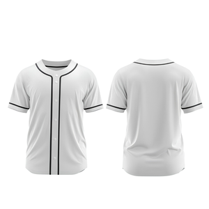 Camiseta de Béisbol Blanca Unisex de Manga Corta con Botones al Frente, Poliéster, Corte Regular para Adultos, Ropa para Todas las Temporadas - Product Image 1