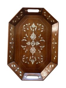 Decorative Wooden And Mother Of Pearl Serving Tray With Unique <b>Mosaic</b> Pattern For Luxury Home Interiors - Product Image 5