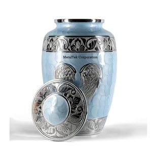 Argent Nickel Ailes d'Ange Urne Crémation Style Américain Adulte Souvenir Cendres Bleu Ciel Alliage Métal Urne Funéraire Pot Prix de Gros - Product Image 3