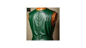 Chaleco de Cuero Grabado en Relieve para Hombre, Marca Champ King, Negro, Casual, Transpirable, Ecológico, con Botones y Cremallera, para Invierno - Product Image 2