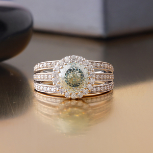 2.00 CT Fancy Green Portuguese Cut Lab Grown Diamond Solitaire <b>Ring</b> with Prong Setting 14K <b>Gold</b> Statement <b>Ring</b> - Product Image 1