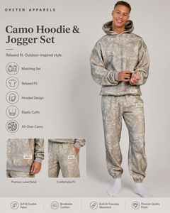Custom logo Men's <b>Camouflage</b> <b>Tracksuit</b> Hoodie Elastic Waist Joggers Full Sleeve Casual Winter Waterproof 2 1 Breathable Comfort - Product Image 1