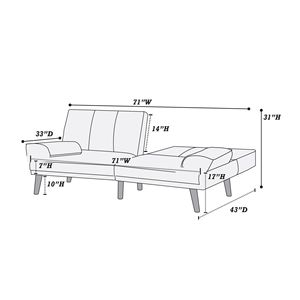 Divano Regolabile in Polifibra Blu Navy con Gambe in Legno Massello, Divano Letto Imbottito per Arredamento Soggiorno - Product Image 3