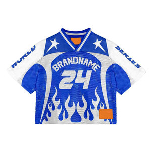 T-shirt en maille rétro, tenue streetwear estivale cool, T-shirt en maille rétro, ambiance rétro classique, sensation légère - Product Image 4