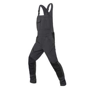 Men's Black <b>Waterproof</b> Cotton <b>Work</b> Overalls with Pockets Mid Waist Zipper Fly Needle Detection Silk Screen Printed Canvas Style - Product Image 1
