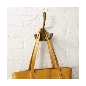 High Quality Metal Trippel <b>Hook</b> Antique Brass Finish <b>Wall</b> Mounted Coat <b>Rack</b> Hardware Two-Prong Robe <b>Hooks</b> for Home & Hotels - Product Image 3