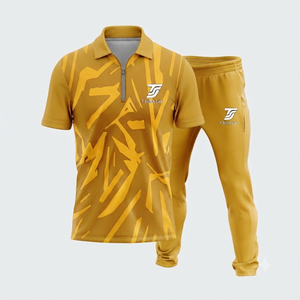 Uniforme de cricket 100% polyester à impression numérique, unisexe, avec nom d'équipe personnalisé, manches courtes, col rabattu, taille élastique, coupe athlétique - Product Image 2