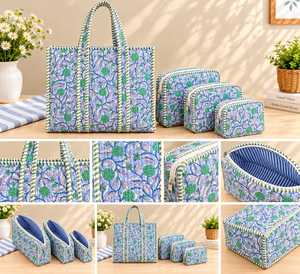 Lot de 4 organiseurs de voyage matelassés en coton imprimé, trousses de toilette et accessoires de valise – Vente en gros - Product Image 4