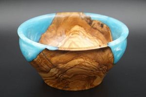 Bol en résine époxy et bois d'acacia de haute qualité avec détails faits à la main, sans BPA, finition élégante pour accessoires de cuisine haut de gamme - Product Image 3