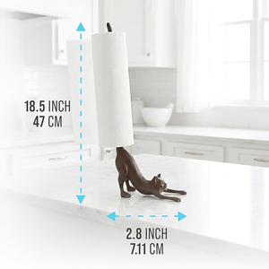 Porte-serviettes en papier ou porte-papier toilette décoratif Yoga Cat - Support en fonte pour serviettes en papier en forme de chat - Product Image 1