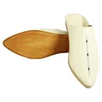 Babouches marocaines Deco Sarma pour hommes en blanc avec doublure en cuir véritable, taille 6, semelle en caoutchouc