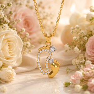 Collier pendentif empreinte de bébé en diamant de laboratoire pour femme, or 10K 14K 18K et argent 925 935, bijoux fins - Product Image 1