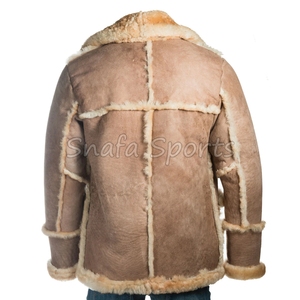 Veste mi-longue en cuir pour homme avec col en fourrure de mouton, manteau trench décontracté en cuir véritable, veste longue en cuir tendance pour l'hiver - Product Image 4