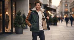 PREMIUM <b>MEN</b> <b>SHERPA</b> LINED COTTON <b>JACKET</b> WINTER CASUAL OUTDOOR STAND COLLAR SOLID ZIPPER FRONT HOODED WINDPROOF 500g - Product Image 1