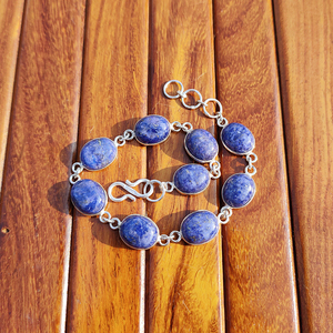 Boho Style Lapis Lazuli Silver Plated Beaded Adjustable <b>Bracelet</b> Natural Blue Gemstone Healing <b>Crystal</b> Jewelry for Wedding - Product Image 6