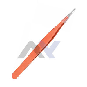 Pinzas para Extensión de Pestañas, Pinzas para Extensión de Pestañas de Acero Inoxidable Color Coral, Nuevo Producto - Product Image 1