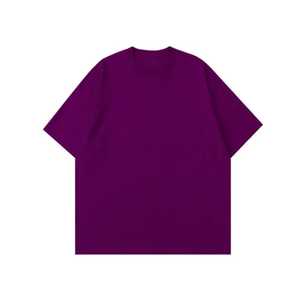 T-shirt Homme Oversize Violet Uni à Manches Courtes Col Rond Tricoté Coupe Décontractée Longueur Standard Teint Uni - Product Image 6