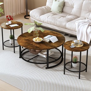 Metal <b>Nesting</b> Side <b>Tables</b> 3-Piece Set with Tabletop Installation | Industrial Design Wholesale - Product Image 1