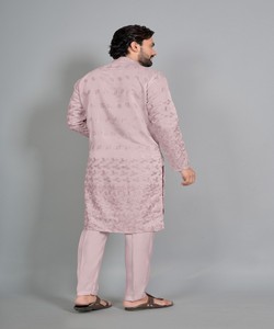 Kurta Pajama rose clair brodé pour homme, tenue ethnique traditionnelle, longueur cheville, vêtements indiens pakistanais 85414 SWASTIK- TOXIC 2 - Product Image 2