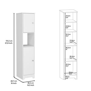 Mobiletto portaoggetti Albany con quattro ripiani interni, mensole da bagno bianche - Product Image 2