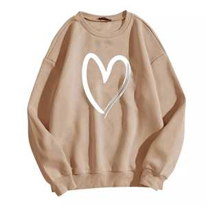 เสื้อสเวตเชิ้ตคอกลมผู้หญิง สีแดง ผ้าฝ้าย พิมพ์ลายหัวใจ ทรงปกติ แขนยาว สำหรับฤดูใบไม้ร่วง - Product Image 4