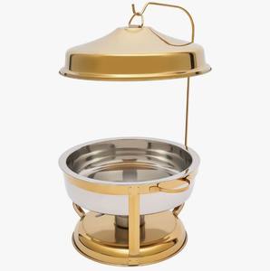 Recipiente profesional redondo de acero inoxidable de 9 cuartos de galón para calentar comida tipo buffet al mejor precio - Product Image 4