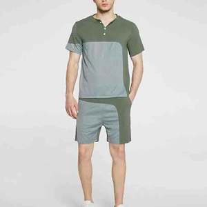 Men Summer Casual Two-Piece T-Shirt Shorts Set Midweight Short Sleeve 100% Bamboo Fiber Eco-Friendly Customizable Acid Wash 3D - Product Image 3