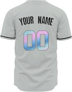 Maillot de baseball court à col en V pour homme, grande taille, 100 % polyester, antibactérien, séchage rapide, respirant, imprimé par sublimation, personnalisable pour équipe - Product Image 3