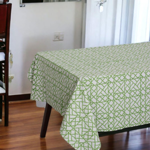 Mantel a Rayas, Amarillo y Blanco, Rectangular, Cubierta de Mesa de Algodón para Comedor - Product Image 2